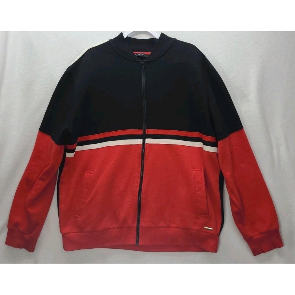 Sean‎ Jean Mens 2X Color Block Fleece  Jacket Sweater Full Zip Crew Neck 90s Y2K